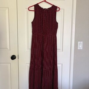 Maison Jules Burgundy Polka Dot Maxi Dress